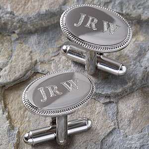 PersonalizationMall Personalized Silver Cuff Links   Monogram 