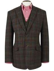 Brook Taverner Harris Tweed Jacket in Olive Check