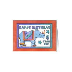    Rhino Baby Blue, Happy Birthday 4 yr old Card Toys & Games