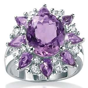 PalmBeach Jewelry Sterling Silver Pear/Oval Amethyst and White Topaz 