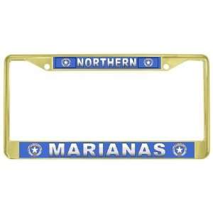  Northern Marianas Flag Gold Tone Metal License Plate Frame 