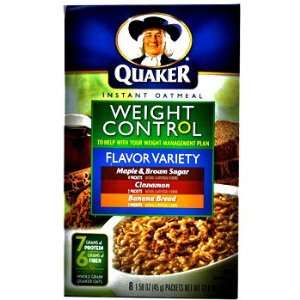 Quaker Instant Oatmeal Weight Control Flavor Variety, 12.6 Ounces