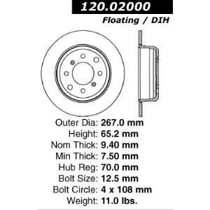  Centric Parts 120.02000 Premium Brake Rotor with E Coating 