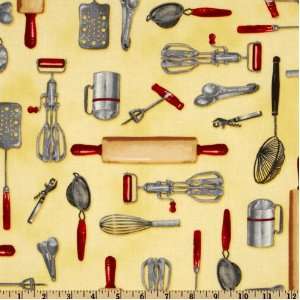  44 Wide Kaufman Kiss The Cook Cooking Utensils Yellow 