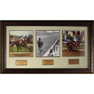  Kentucky Derby unsigned Horse Racing 3 Photo Leather 