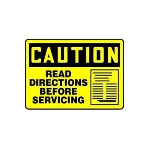 CAUTION READ DIRECTIONS BEFORE SERVICING (W/GRAPHIC) 10 x 14 Plastic 