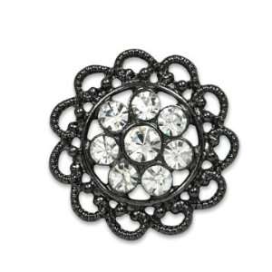  Vintage Flower Filigree Rhinestone Button 