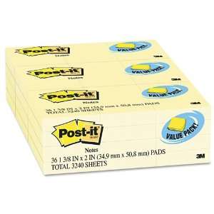  Post it Products   Post it   Note Pad, 1 1/2 x 2, Canary 