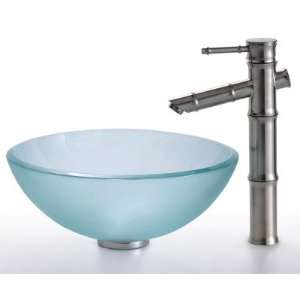  Kraus GV 101 14 SN 14 Inch Clear Glass Vessel Sink with PU 