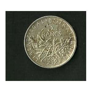  5 frenchs francs, silver 0.835, 1962, 12 gr Everything 