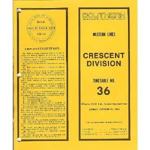   Timetable #36 Crescent Division from 1983 #1097 