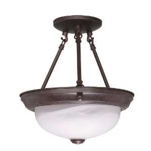  Nuvo 60/208 11 Inch Old Bronze Semi Flush with Alabaster 