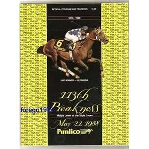  113th Preakness Stakes Pimlico 1988 Official Program 