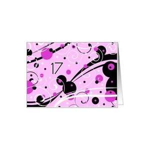  17th Birthday Party Invitation Card   Pink and Black 