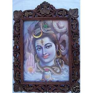  God Shiva giving blessing, Poster in Wood Frame 
