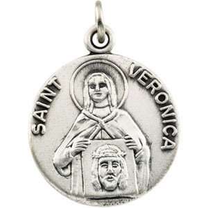   Silver 18.00 MM St. Veronica Medal With 18.00 Inch Chain Jewelry