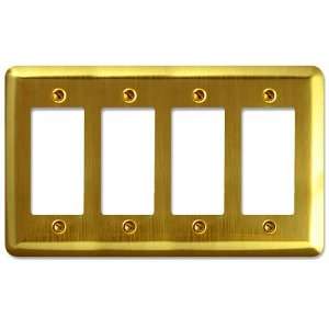  Brushed Brass   4 Rocker Wallplate