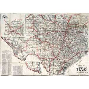  Very Early 1910 Census Texas Road Map ~ Gallup ~ 18 x 24 