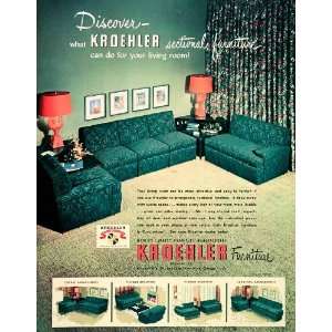 1950 Ad Kroehler Sectional Furniture Cushionized Naperville Chicago 