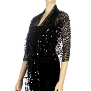  Black Long Glamorous Sequin Shoulder Shawl Wrap Clothing
