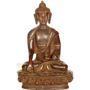  Bhumisparsha Buddha on Lotus Throne   Brass Sculpture with 