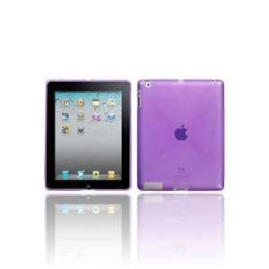  iPad 2 TPU Flexible Skin Case (X Shaped)   Clear Purple 