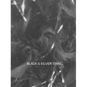 Black & Silver Tinsel 6 Foot 60 Gram Feather Boas (Receive 3 Per 