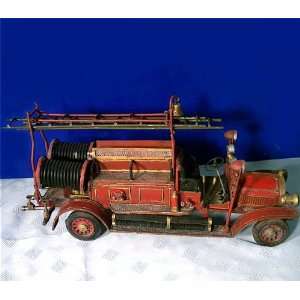  Antique Detailed Tin Ladder Truck Fire Engine Please Wait 