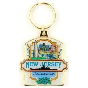  New Jersey Keychain   Montage Brass, New Jersey Keychains 