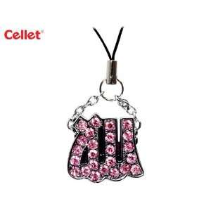  Cellet Phone Strap   Virgo Zodiac Sign With Pink Stones 