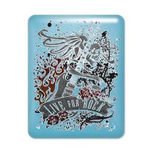  iPad Case Light Blue Live For Rock Guitar Skull Roses and 