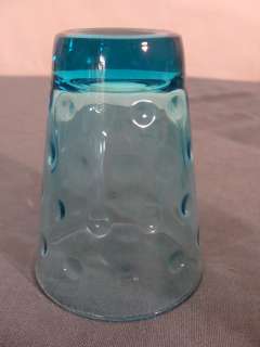 Vintage Hazel Atlas Depression Glass Capri Dots Blue Flat Juice 