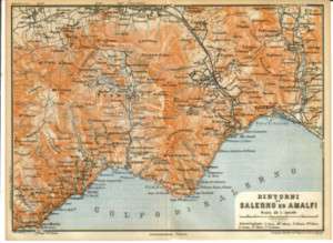 ITALY AMALFI COAST 1930 original vintage map  