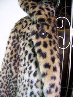 New Fashion Leopard Animal Print Faux Fur Parka Winter Coat long 