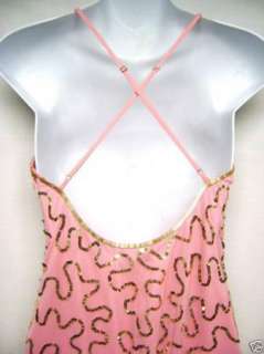 BETSEY JOHNSON Princess Pink Gold Sequin Dress 4 6 NWT  
