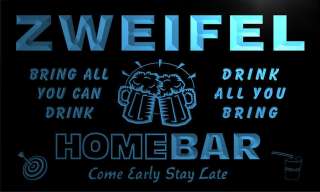 ZWEIFEL Family Name Home Bar Beer Mug Cheers Neon Light Sign  