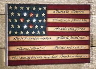   VINTAGE FLAG WITH  AMERICA THE BEAUTIFUL  LYRICS WALL PLAQUE  