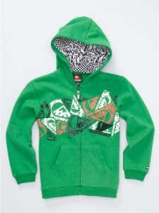 New Quiksilver Abstract green Fleece boys hoodie sweatshirt M /6 