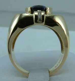 Created Sapphire Diamonds Solid Gold Mens Ring r00060  