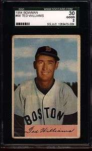 1954 BOWMAN #66 TED WILLIAMS RED SOX SGC 30  2 0009  