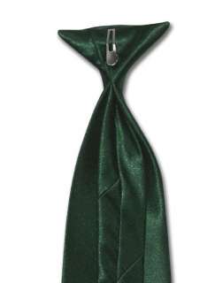 CLIP ON NeckTie SOLID FOREST HUNTER GREEN Color Mens Neck Tie  