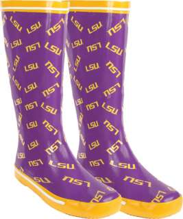 LSU Tigers Womens Purple All Over Print Rubber Rain Boots  