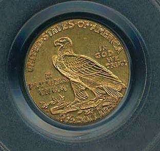 1925 D  $2 1/2  INDIAN QUARTER EAGLE GOLD COIN, PCGS CERTIFIED 