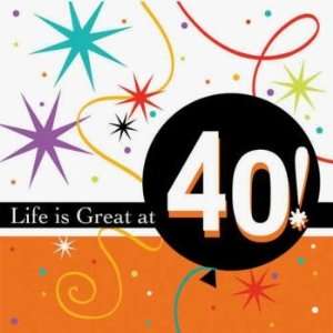  Life is Great 3 Ply 40th Birthday Beverage Napkins 16 Per 