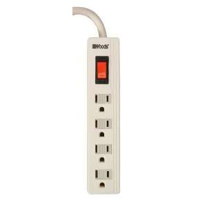  Woods 41300 4 Outlet Power Strip with 1.5 Foot Cord, White 
