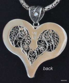 New CYNTHIA GALE Sterling Silver Heart Pendant Necklace Torah Shield 