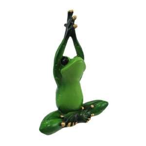  Meditating Green Yoga Tree Frog Statue Lotus Prayer Pose 
