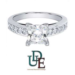 Diamond Engagement Ring 0.95 Ct Princess Cut 14K Certified F G 