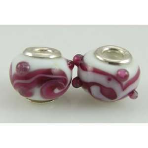    2 sterling silver lampwork glass beads fit 4428