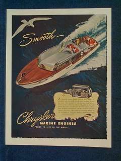  Original magazine ad from 1947 which advertises Chrysler Marine 